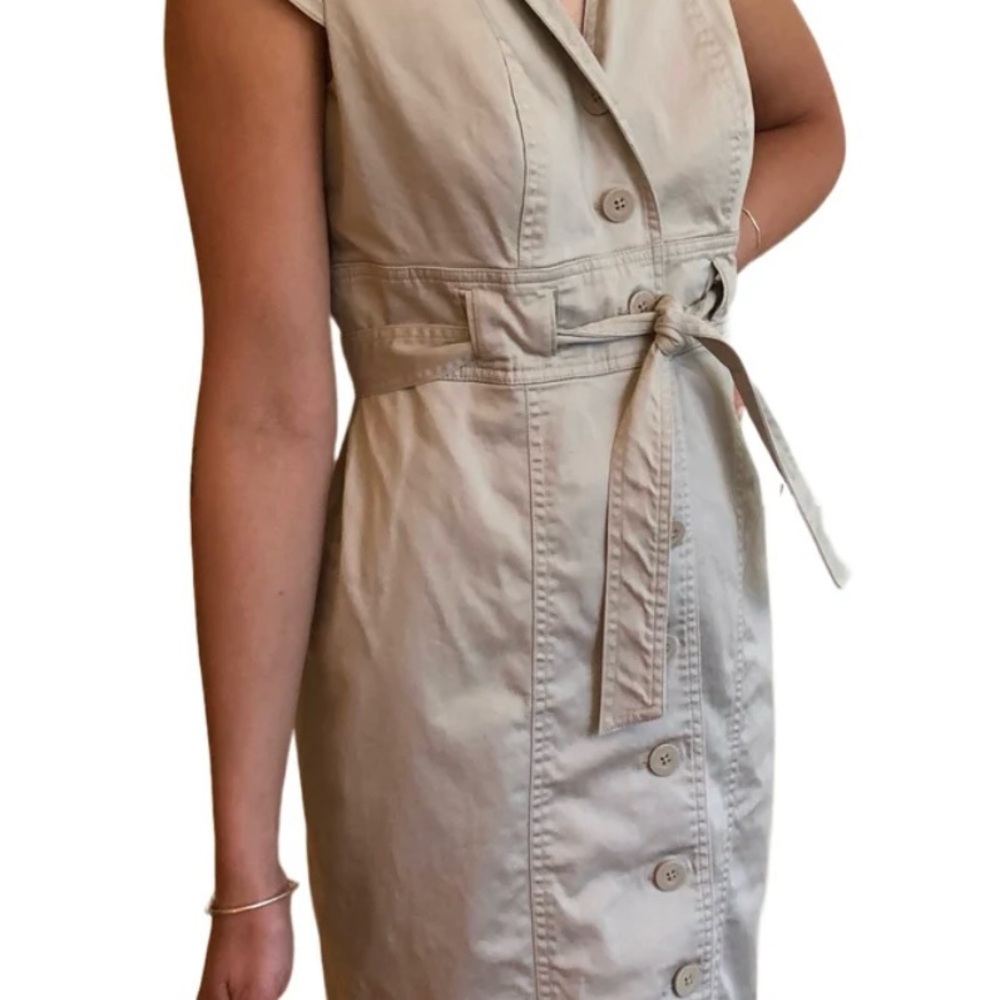 Calvin Klein Tan Sleeveless V-Neck Midi Dress